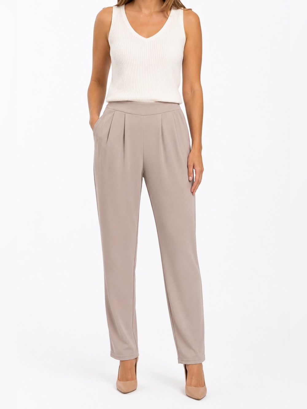 NWT FAS Fille à Suivre Paris Taupe Pull-On Pants Made in France L/XL